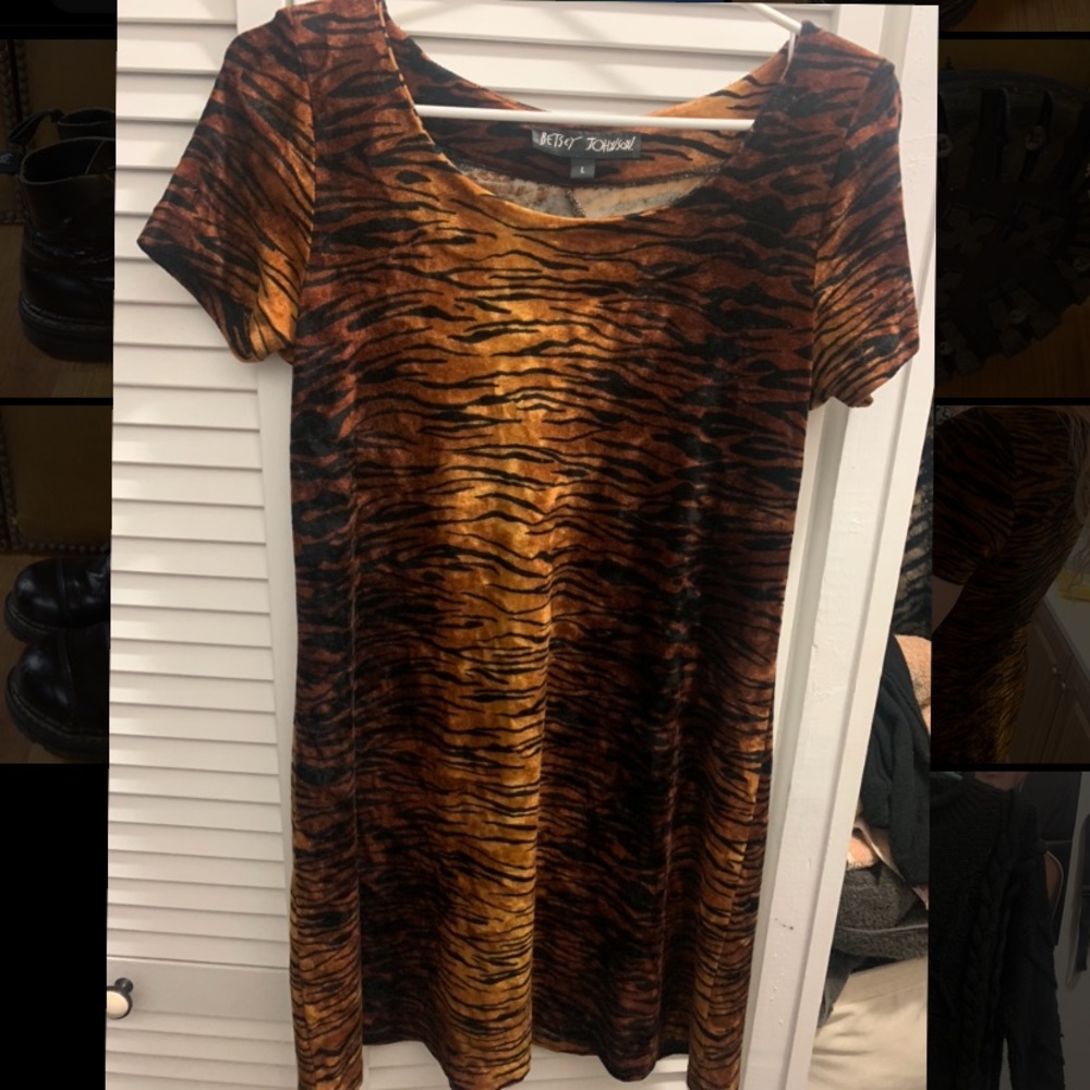 Rare Betsey Johnson Tiger Velvet Skater dress